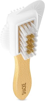 Suede Brush with Wood Handle Nubuck Cleaner & Suede Shoe Brush | Suede Shoe Brush & Suede Cleaner Rubber Bristles, Welts, Nylon/Brass Lift Dirt from Shoes, Boots, Bags & Purses