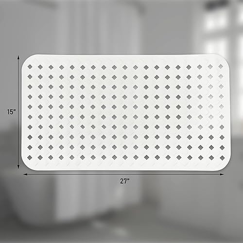 Miniatura 2 de DecorRack Tapete de baño de diamante, antideslizante, con ventosas de seguridad, sin látex, lavable a máquina, 27 x 15 pulgadas