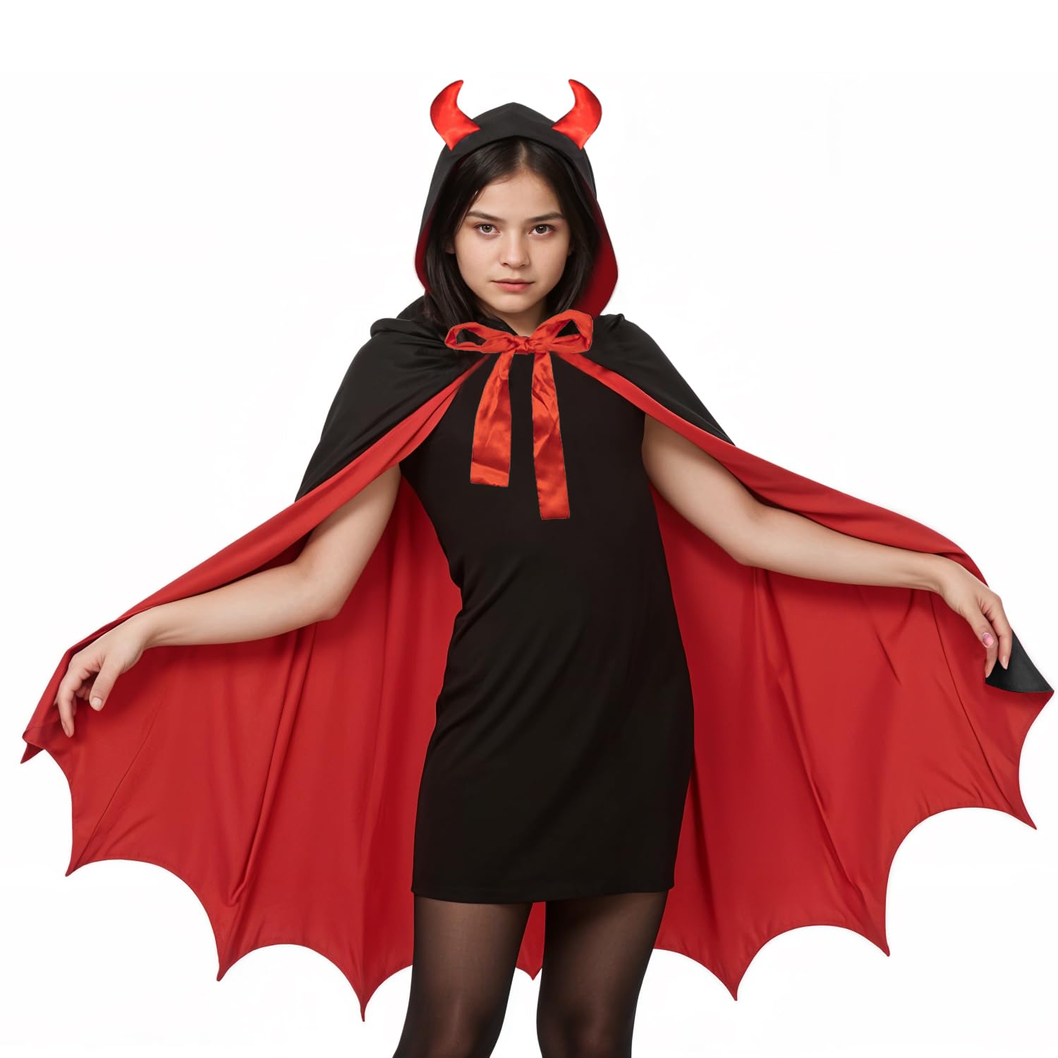 ALLY-MAGIC Halloween Vampire Cloak Capes Devil Devil, Unisex Reversible Hooded Vampire Witch Capes for Adult or Child Kids, Masquerade Party Cosplay Costumes Y9DMSSPF