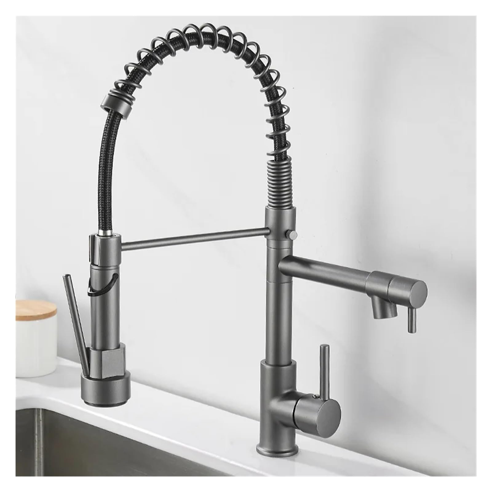 Robinet d'évier de cuisine pour îlot central, mitigeur eau froide or