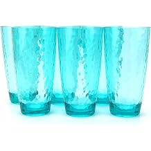 Set of 6 Acrylic Glasses Plastic Tumbler,Drinking Cups for Home Party Indoor Outdoor Use,Dishwaher Safe and BPA Free,26 Ounce Teal