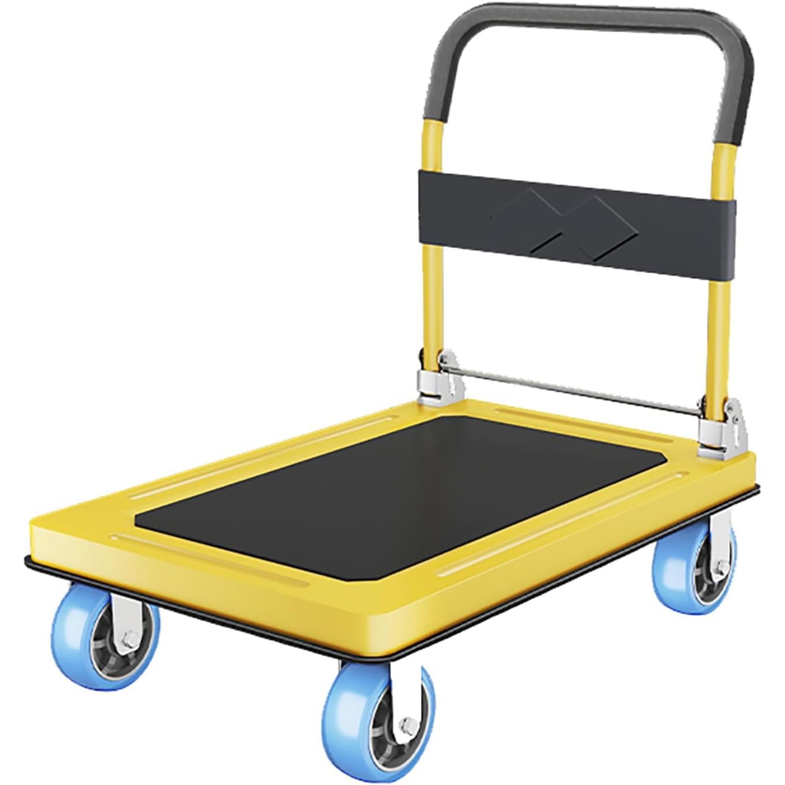 Carrello con Piattaforma Pieghevole Ad Alta capacità, Carrello Portapacchi Portatile con Ruote per Supermercati, Minimarket E Traslochi Domestici (Yellow 90 * 60)