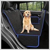 Capa Pet Veicular Protetora para Banco Traseiro de Carro, Preta com Borda Azul, 58x50x90cm, Antiderrapante, Fácil Limpeza, conforto para seu pet