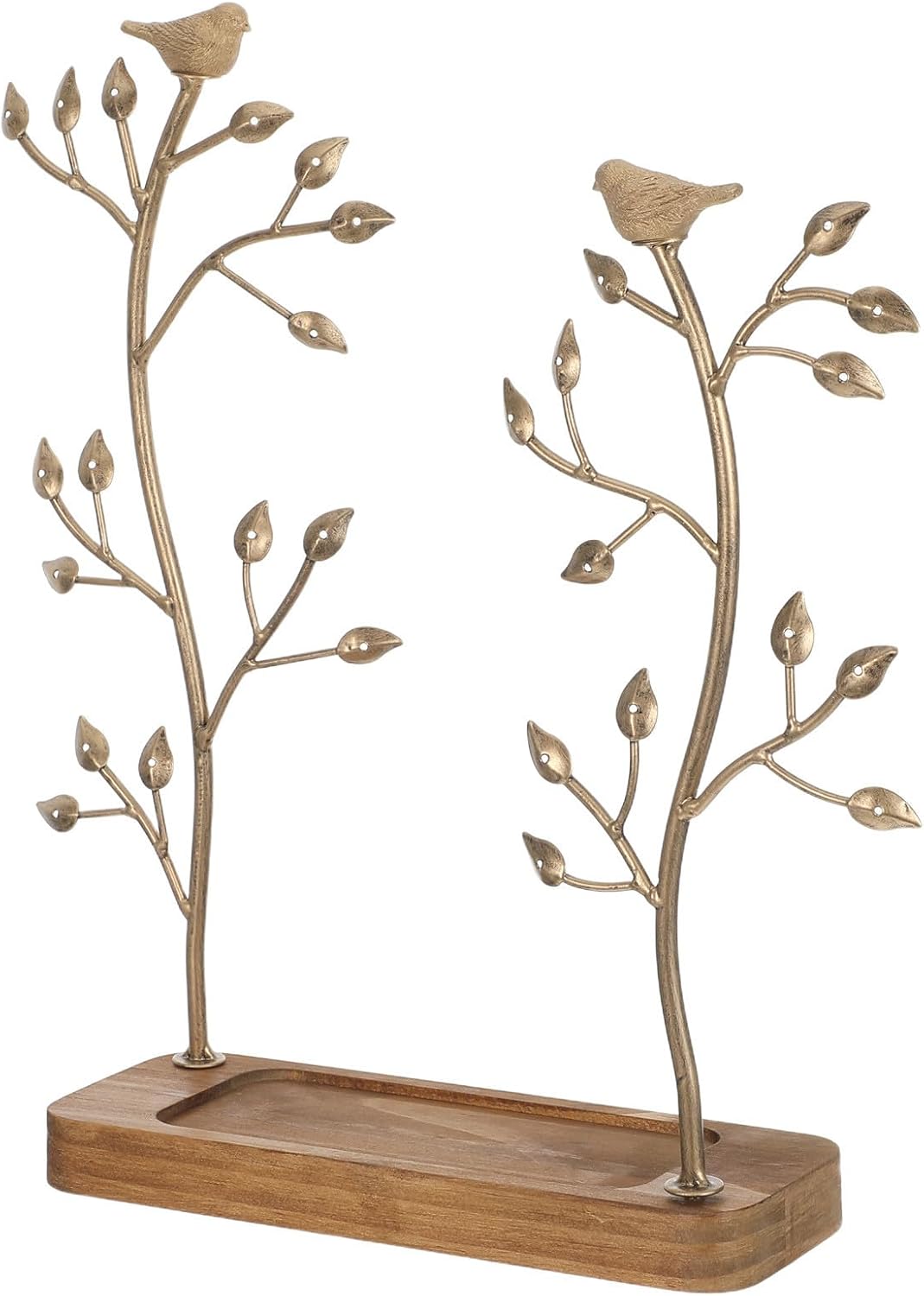 Tree Shaped Jewelry Display Rack with Wooden Tray for Necklaces