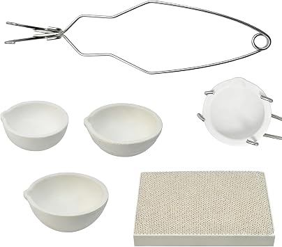 KFSCIP 5-Piece Crucible for Melting Metal, Smelting Furnace Kit Ceramic Set, High-Temperature Metal Melting for Jewelry Casting and DIY Crafting, Complete Casting Kit with Multiple Sizes