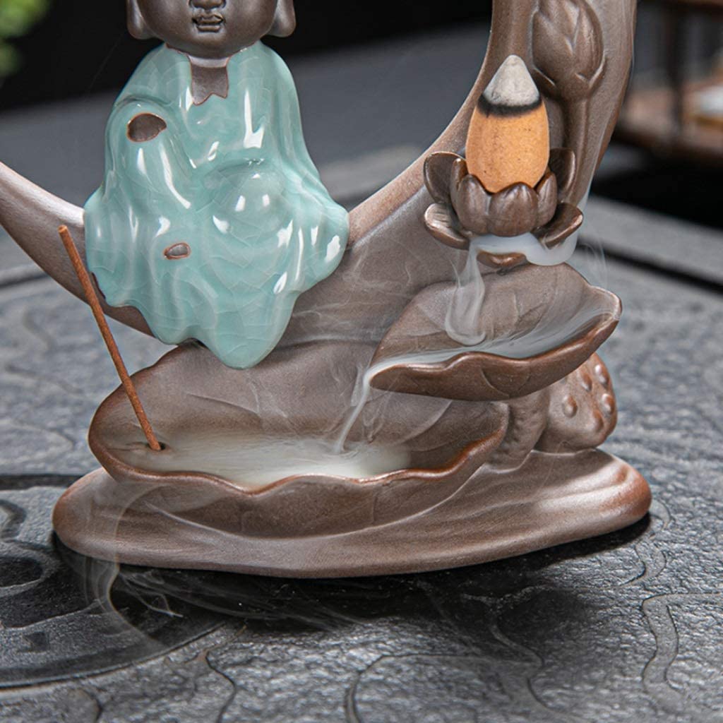 RäuRäuchergefäß Räuchergefäß-Dekor Wasserfall-Räuchergefäß-Halter-Statue-Dekoration-Rückfluss-Räucherstäbchen-Halter Incense Burner