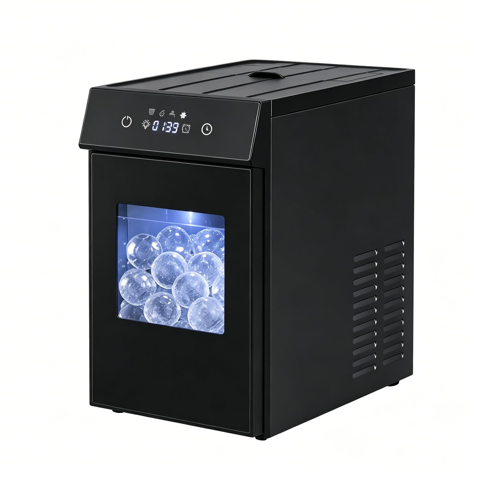 LIFEZEAL Macchina Ghiaccio 48 Pezzi/24h, Sferico da 50 mm | Produttore di Ghiaccio Autopulente con Paletta, Serbatoio, Timer 8h, Ice Maker Rotondi per Casa, Ufficio, Bar e Aperitivi