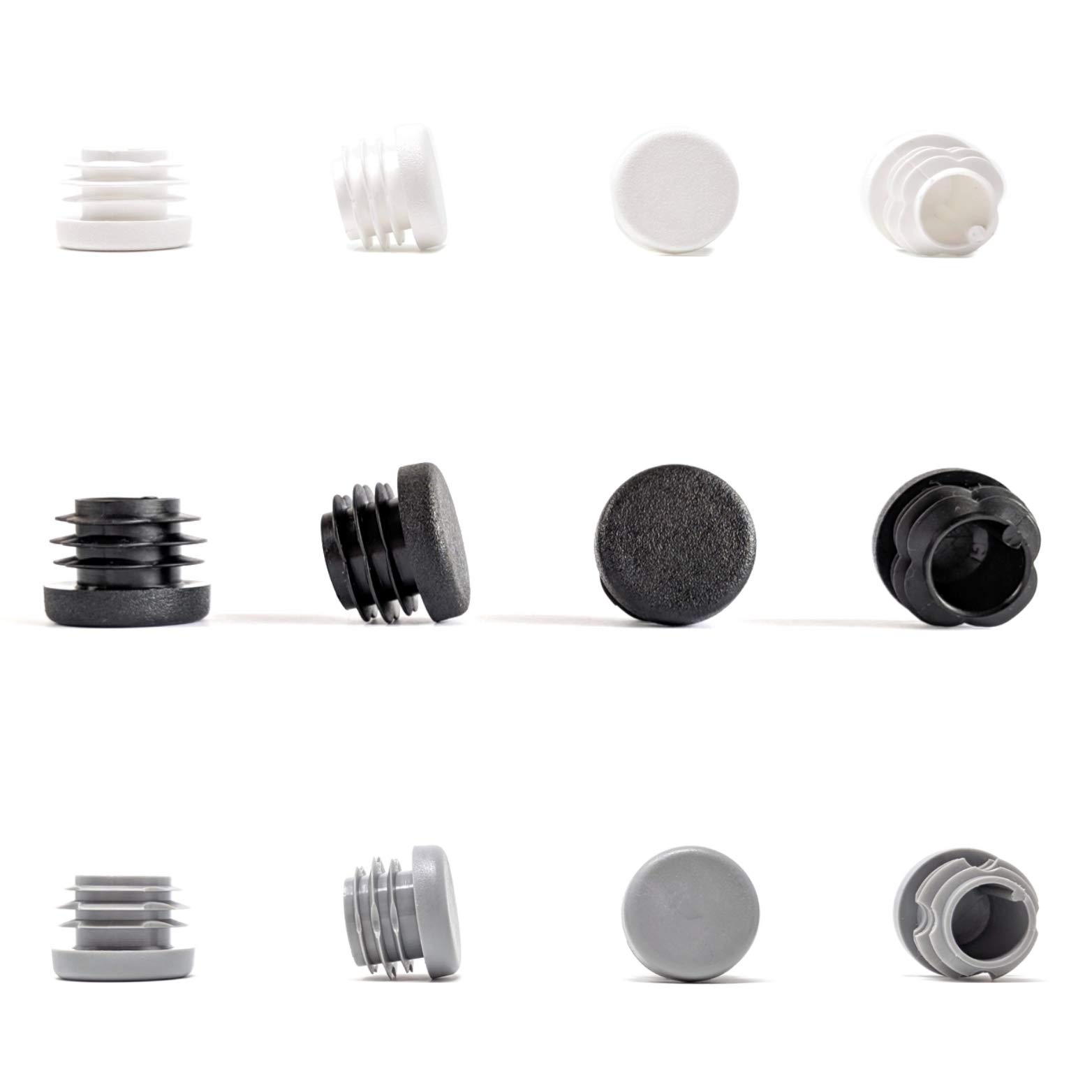 Round Tube Inserts End Caps, Varierty of Sizes in Black, White or Grey - Made in Germany (Please see diagram before ordering) 22mm, White, Pack of 8