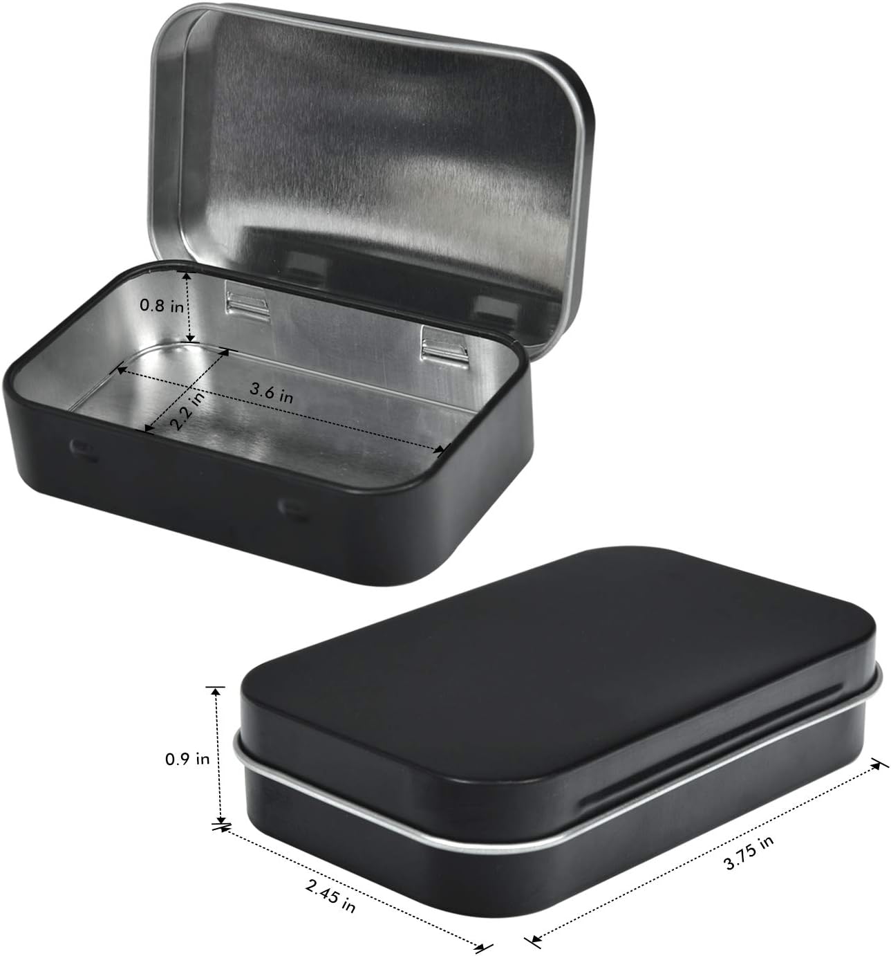 Metal Rectangular Empty Hinged Tins - Black Mini Portable Box Containers Small Storage Kit & Home Organizer for Storage Drawing Pin Candies Jewelry Crafts(Black, 40 Pack) image 2