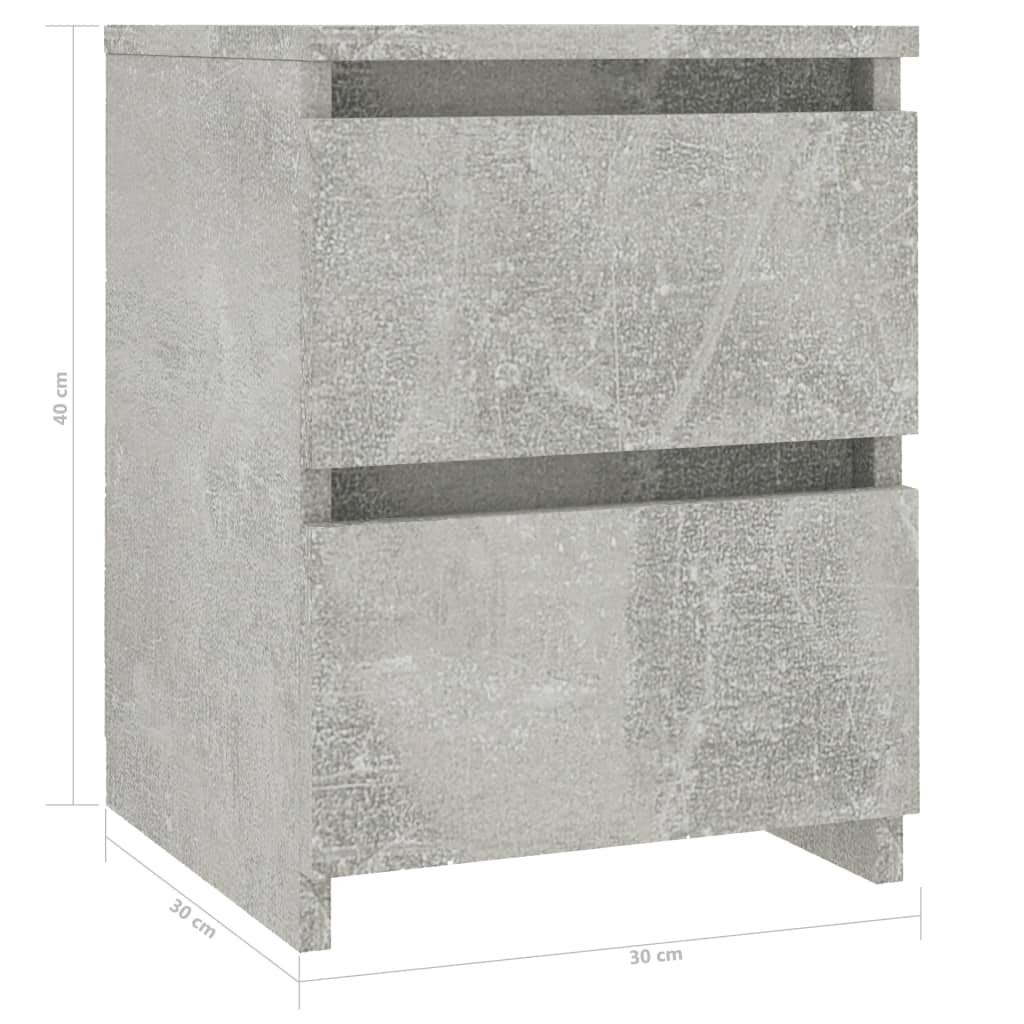 vidaXL 2x Comodini Moderni Eleganti Robusti con Cassetti Portaoggetti Armadietto Comò Cassettiera Versatile Grigio Cemento 30x30x40 cm in Truciolato