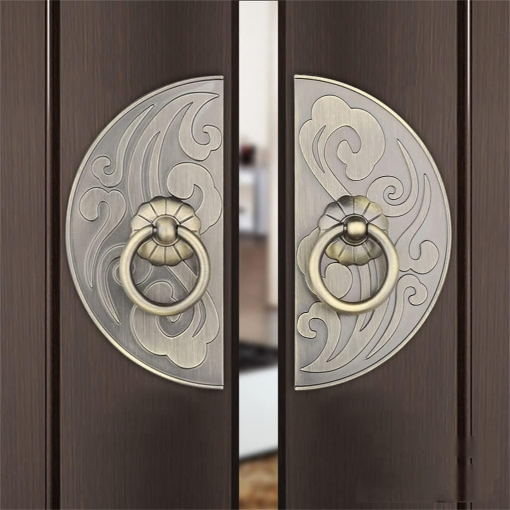 2pc Classic Antique Door Knobs Semicircle Handle Bronze Drawer Pulls European Clothes Cabinet Furniture(Black)