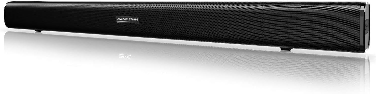 Sound Bar, Bluetooth Soundbar Audio TV Speaker - Wired and Wireless Connection, 29.5-Inches 2.0 Channel Home Theatre Sound System with 50 Watts Speakers, AUX/Optical/USB/BT Input Modes Remote Control