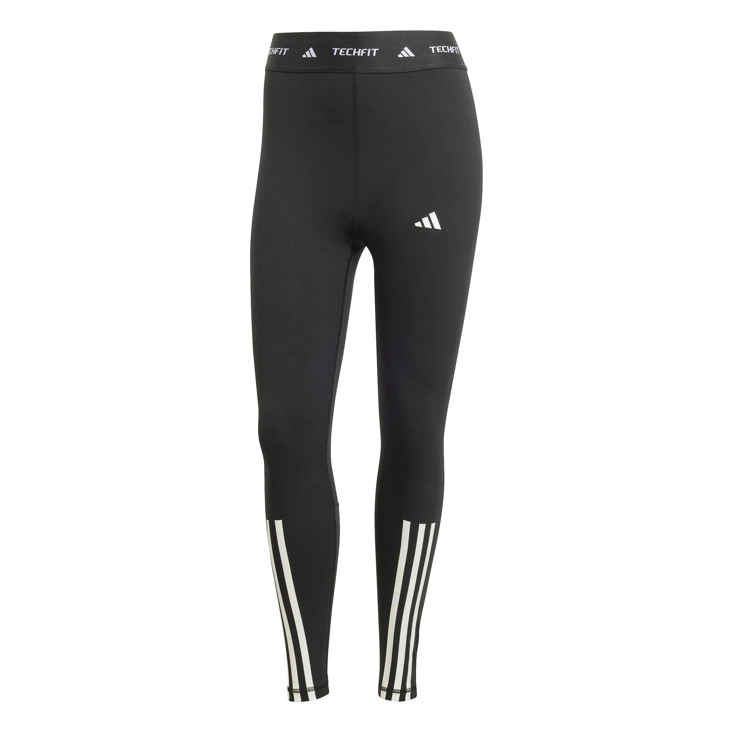 adidas Women's TECHFIT 3 Stripes 7/8 Leggings, BLACK, L