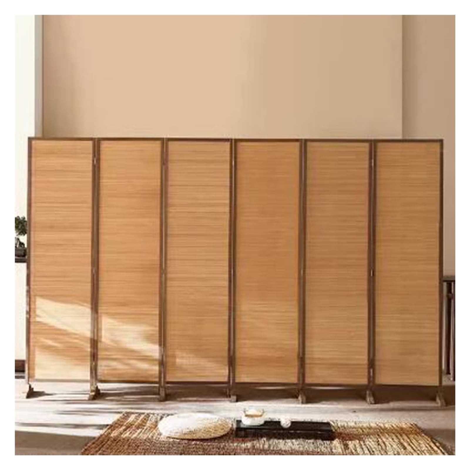 Paravent japonais pliable avec support bois pour séparation de pièce