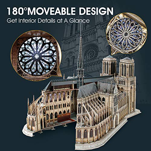 3D Puzzles For Adults Moveable Architecture Model Large Notre Dame De Paris Puzzles For Adults Children, Building Model Kits Craft Toys, 293 Pieces #TOP1