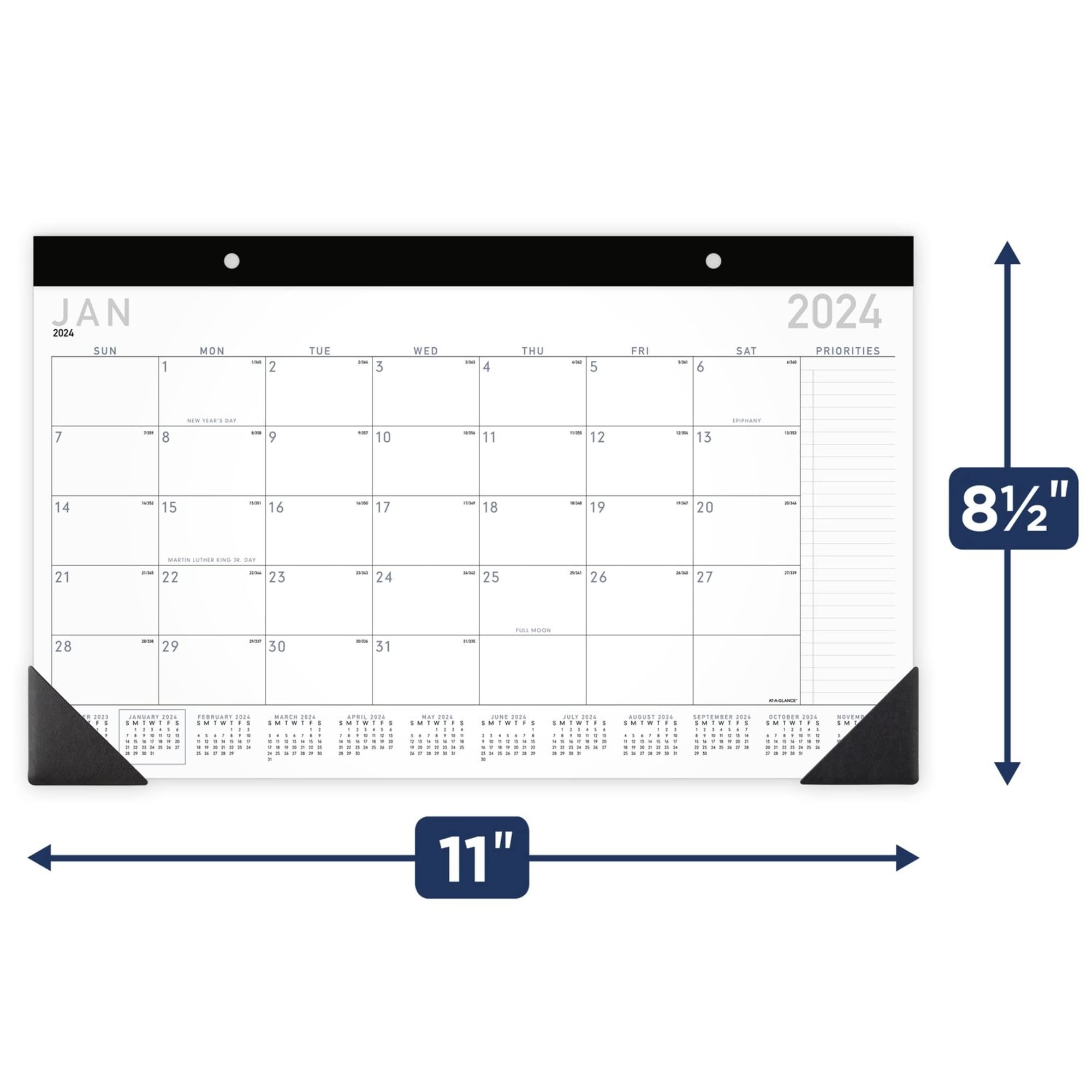 AT-A-GLANCE® Calendario mensile da scrivania 2024, 45,7 x 27,9 cm, da gennaio a dicembre 2024, SK14X00
