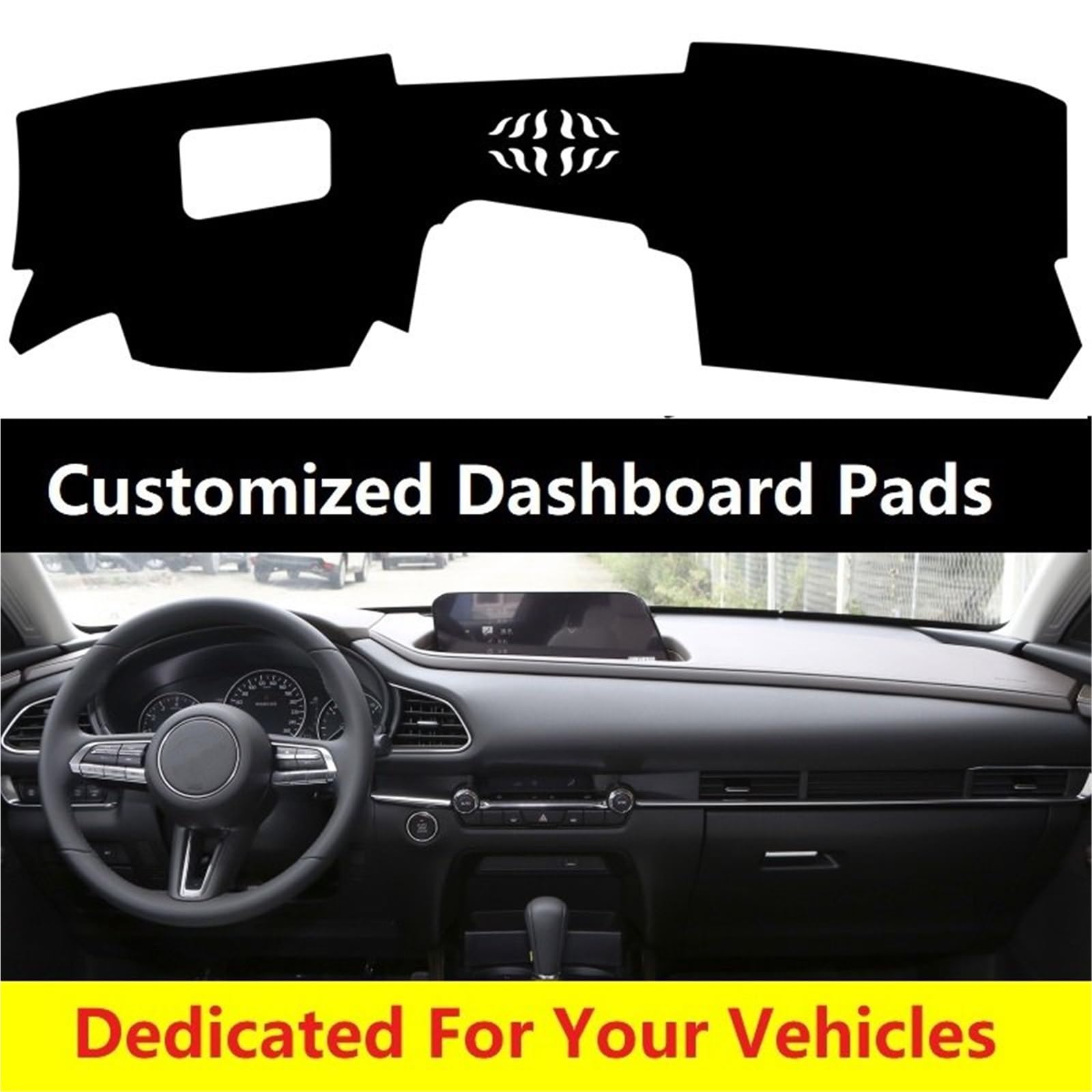 Couverture Intégrale Bouclier Tapis De Protection Antidérapant Pour Tableau Bord Voiture En Cuir Et Fibre De Carbone Pare-soleil Pour Mazda CX-30 CX30(Black Brown,With hud)