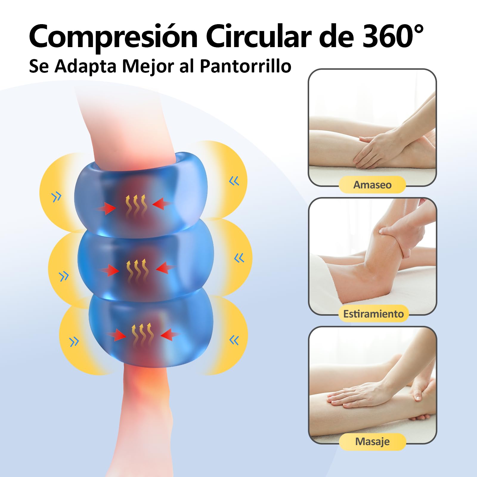 Comfytemp Pack de 2 Masajeadores de Piernas Inalámbricos, Adecuados para la pantorrilla 31-48 cm, Masajeador con Calor y Compresión, Batería 2500 mAh, Control por Aplicación DIY, Regalo para Padres