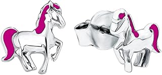 Lily la Princesa Hada Pendientes de tachuelas Joyas para las Orejas, 0.8 cm, Rosa, Caballo, Estuche de Regalo de Joyería, 9048519