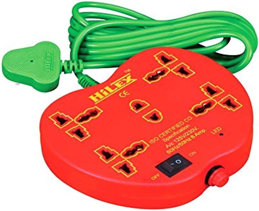 Hilex 5+1 apple shape Extension cord with 2.75 Meter wire (3 Pin and 2 Pin)