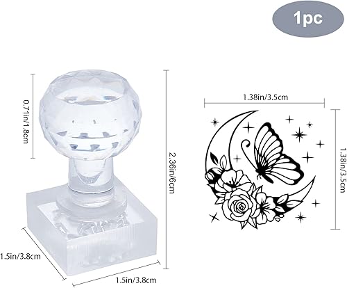 Miniatura 4 de PH PandaHall Sellos de jabón de mariposa hechos a mano con asa, estampado de flores de luna en relieve, sello de cera de sellado transparente con