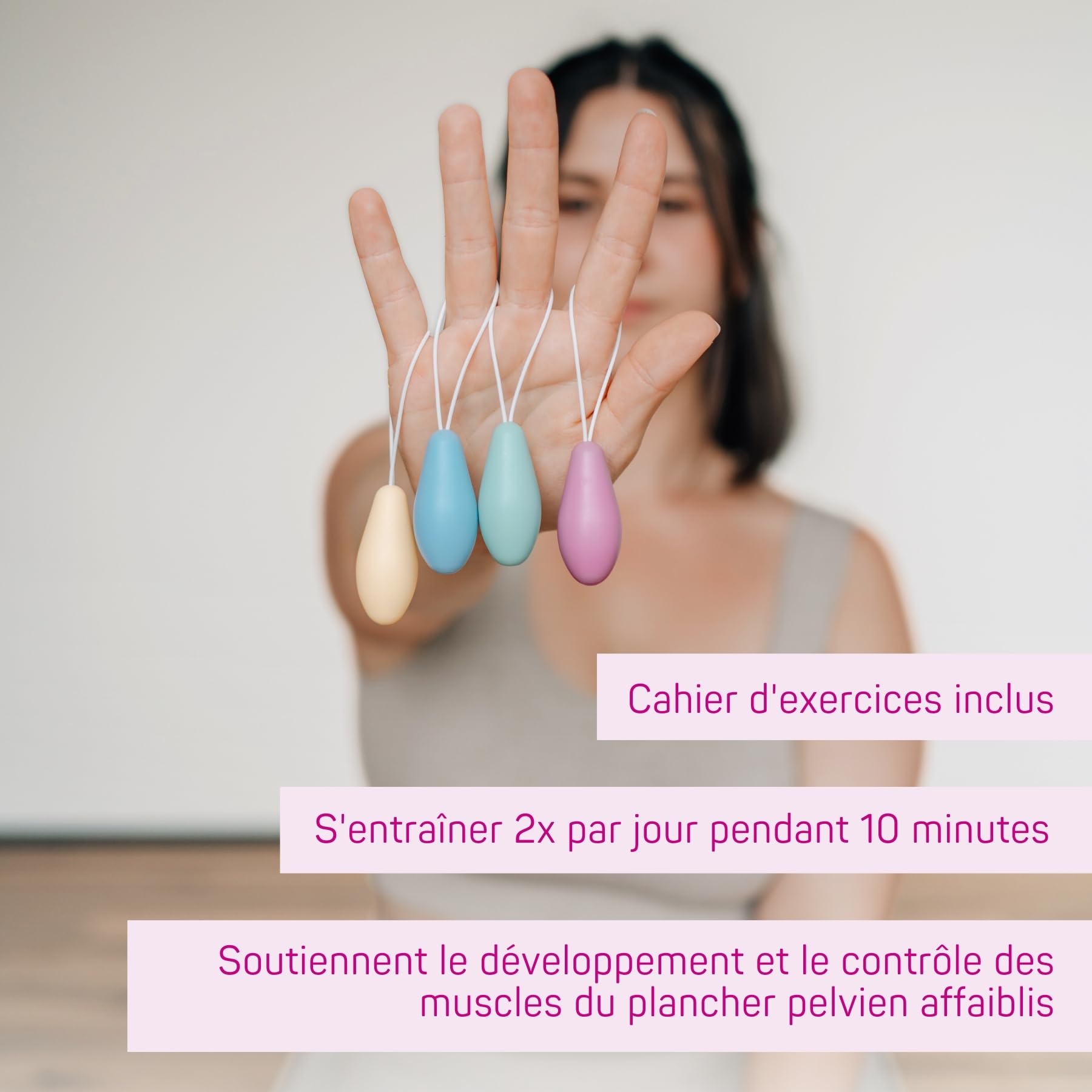 ELANEE Accessoires de rééducation du plancher pelvien Niveau I actif pour renforcer les muscles du plancher pelvien en cas de faiblesse de la vessie, set de 4 cônes (701-K2)