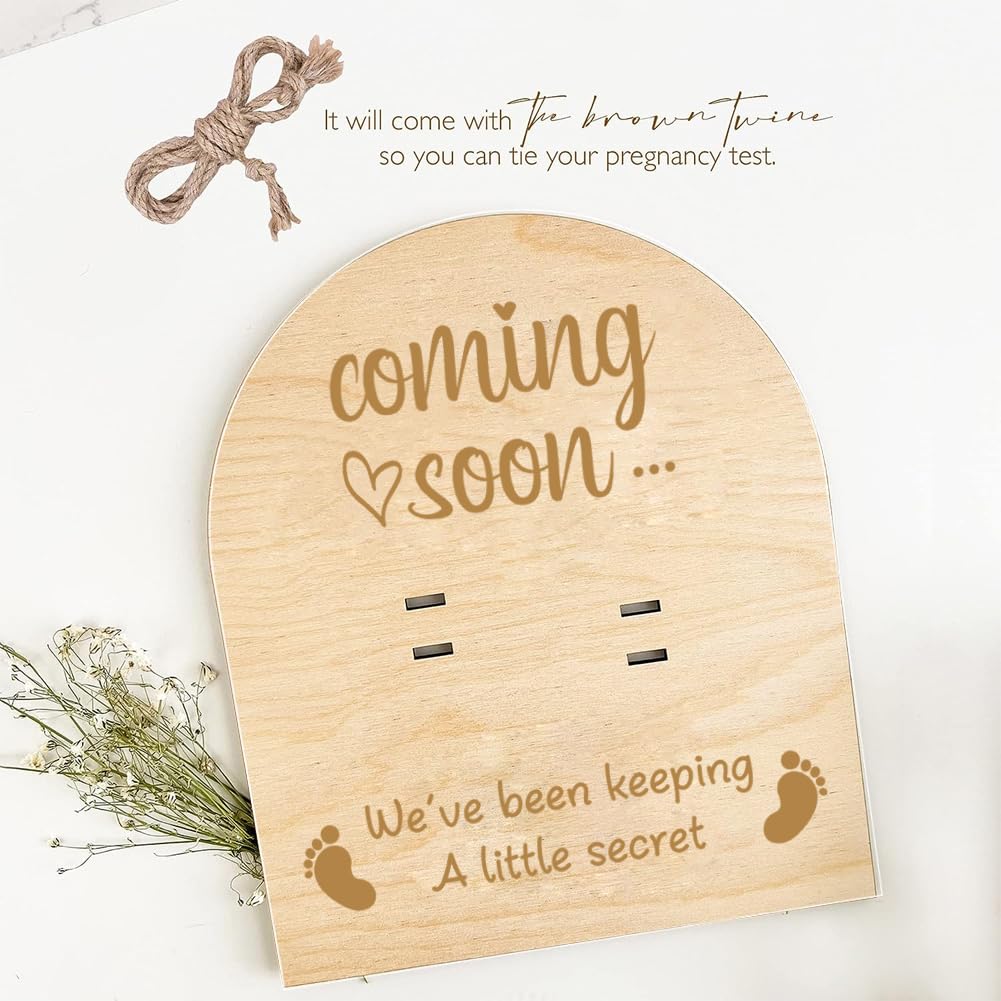 FREEBLOSS Wooden Pregnancy Announcement Sign Pregnancy Announcement for Dad Baby Reveal Ideas for Husband Hi Daddy Pregnancy Test Keepsake Wooden Sign for New Dad Baby Coming Soon - Image 4