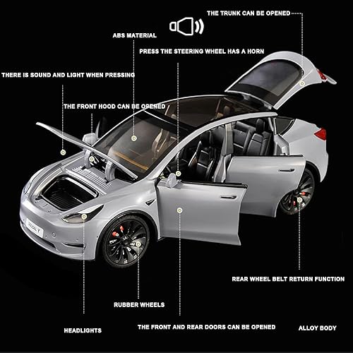 Miniatura 5 de Coches de juguete modelo Y modelo 124 modelo Y, modelo Y con luz, modelo Y modelo grande de juguete adecuado para niños y adultos, regalo de