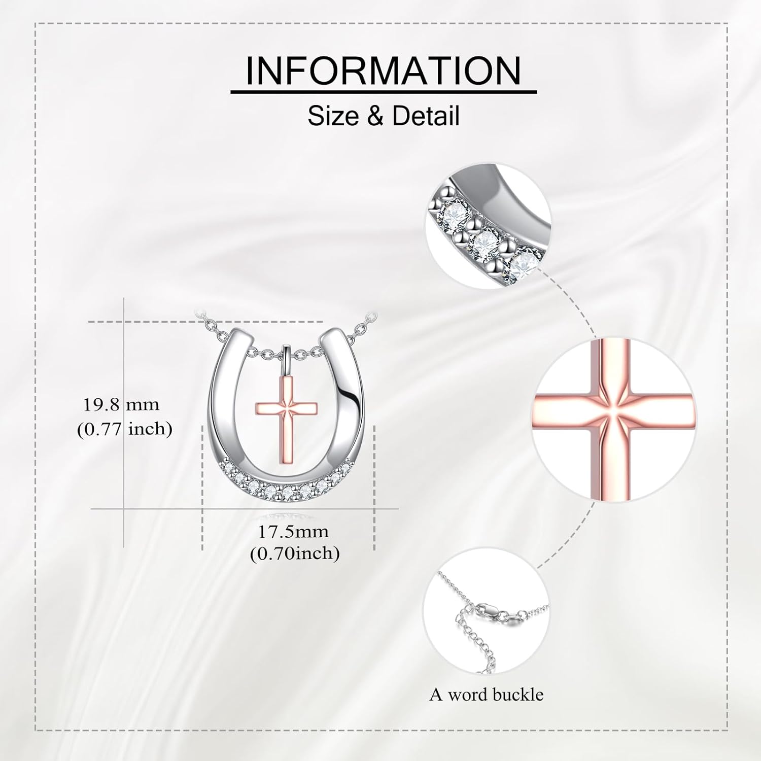 Diamond Horseshoe Necklace Sterling Silver Lucky Horse Shoe Jewelry Gift for Women - Image 5