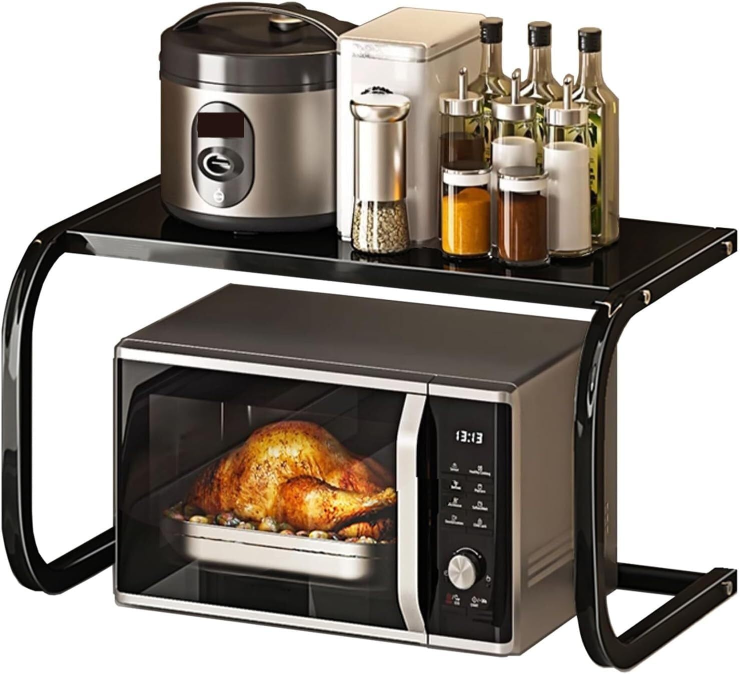 Amazon.com: kitchen countertop organizer, microwave stand,Carbon Steel ...