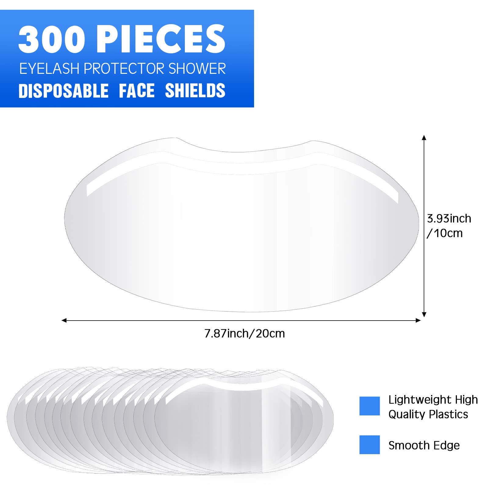 300 viseras faciales de maquillaje para ducha, suministros de microblading permanentes, visera de ducha de plástico desechable, cubierta facial transparente para laca para el cabello, 2