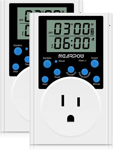 Paquete de 2 salidas de temporizador interruptor de temporizador digital enchufable multifuncional de ciclo infinito programable con enchufe de 3 Paquete de 2 salidas de temporizador interruptor de temporizador digital enchufable multifuncional de ciclo infinito programable con enchufe de 3