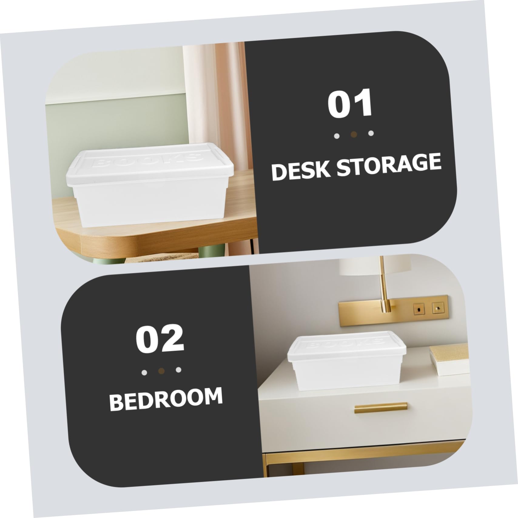 Abaodam Scatole Portaoggetti Decorative Divisori Regolabili Libri e Organizer Portatile in Plastica con Coperchio Grande Capacità per Ufficio e Casa