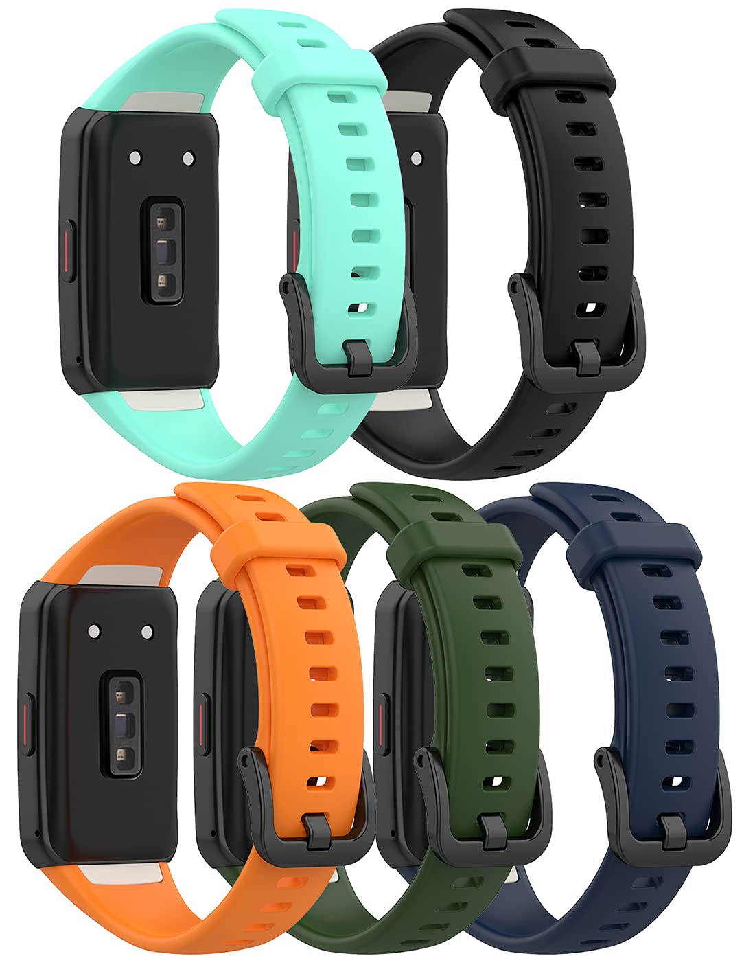 TenCloud 5-Pack Straps for Honor Band 6 Smartwatch - Compatible with Huawei Honor Band 6, Waterproof Replacement Strap