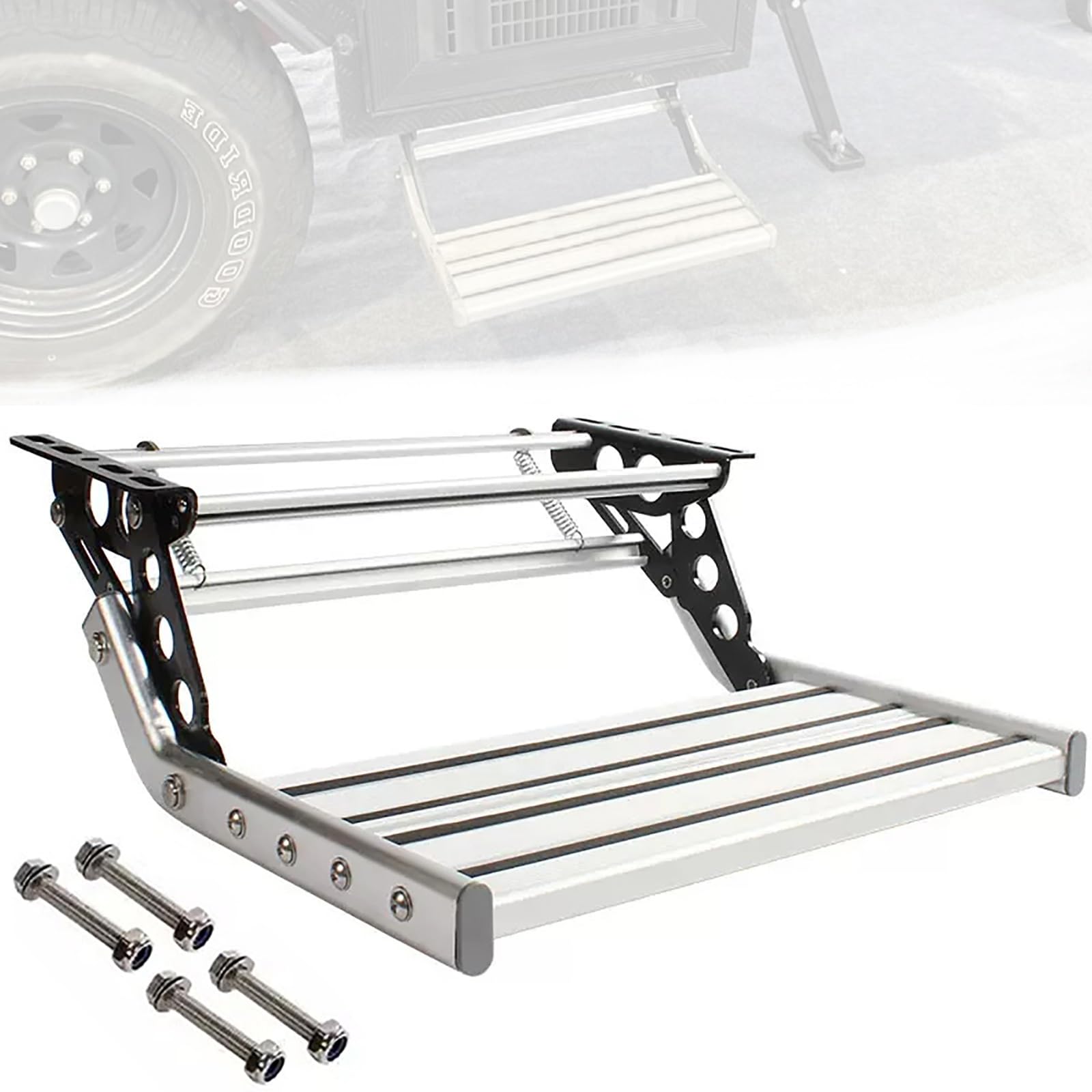 Elektrische automatische Wohnmobil-Stufenmontage, Teleskop-Stufe für Wohnmobil, 150 kg Tragkraft, ideal für Reiseanhänger, Wohnwagen, Wohnmobil