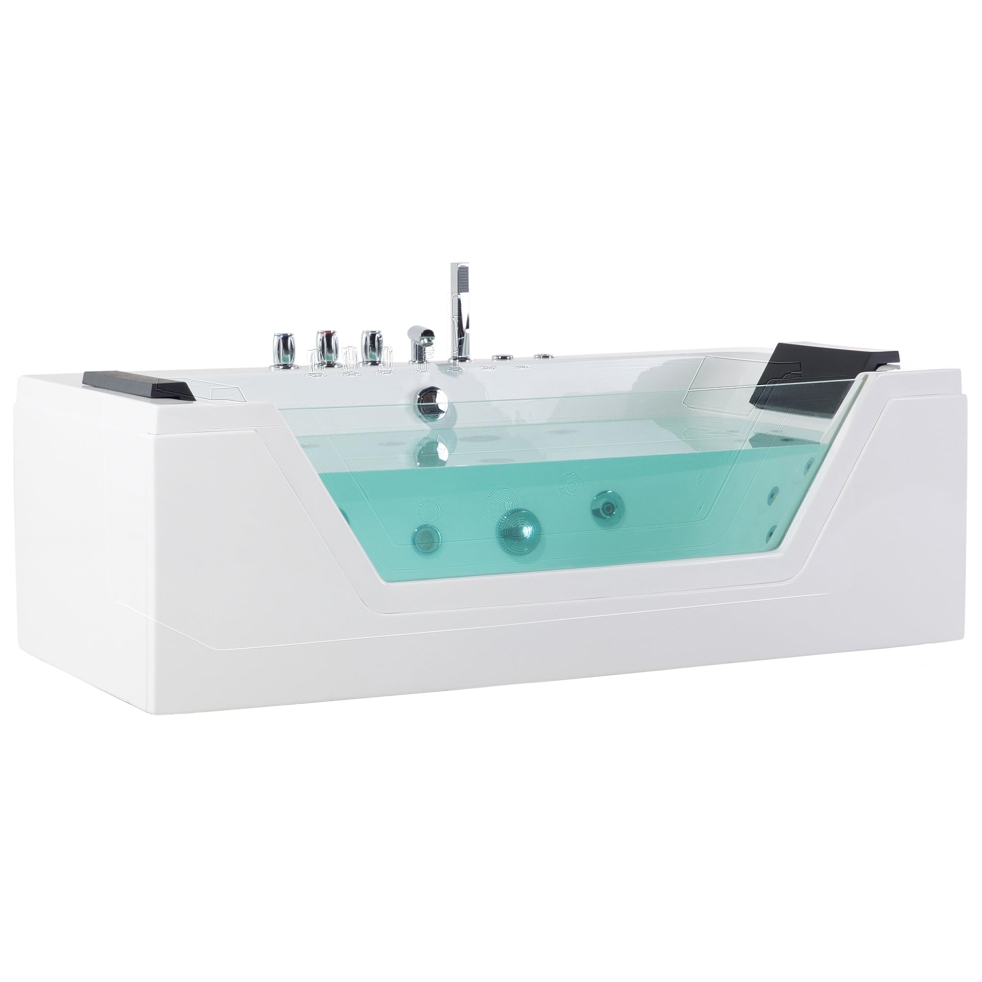 Bañera de hidromasaje blanco plata con LED de acrílico sanitario y vidrio individual 150 x 71 cm Samana