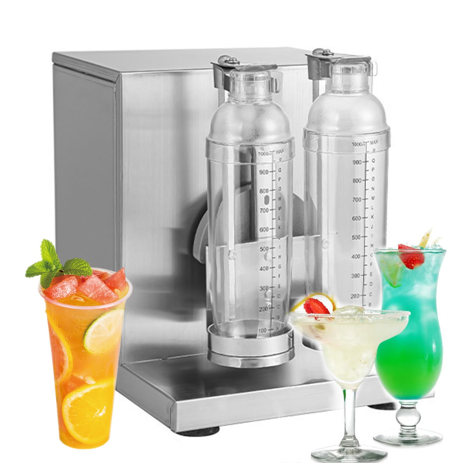 Máquina agitadora de té de burbujas, mezclador eléctrico de cóctel, herramienta de doble marco para bebidas y cócteles de leche