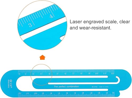 Miniatura 4 de HARFINGTON 2 piezas de regla recta de 4.7 in para marcapáginas métrica, regla de metal de aleación de aluminio en ambos lados, herramienta de escala