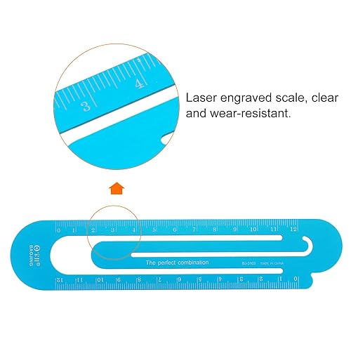 Miniatura 4 de 2 piezas de regla recta de 4.7 in para marcapáginas métrica, regla de metal de aleación de aluminio en ambos lados, herramienta de escala de