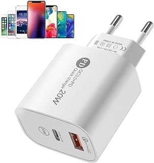 carregador pare- USB A e Tipo C PD20W Bloco Carregamento Rápido Porta Dupla | Bloco USB carregamento rápido para alto-falantes, MP3 players, telefones celulares e Pinnkl