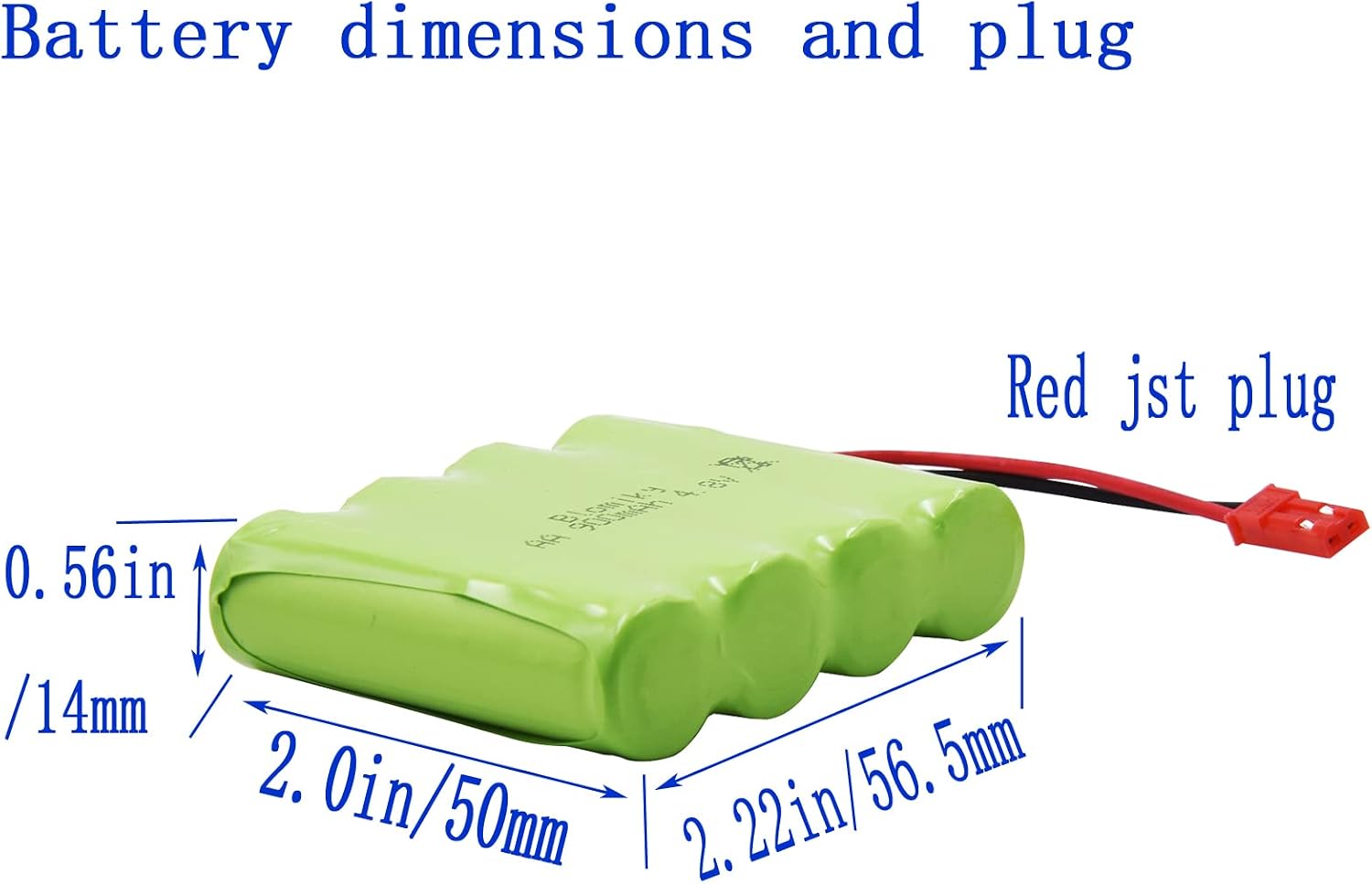 Blomiky 2 Pack JST 4.8V 800mAh Ni-Cd Rechargeable Battery Pack with JST Plug and 2 USB Cable Replacment for Kolegend 1/18 Scale RC Hydraulic Excavator / 1331 JST Battery 2