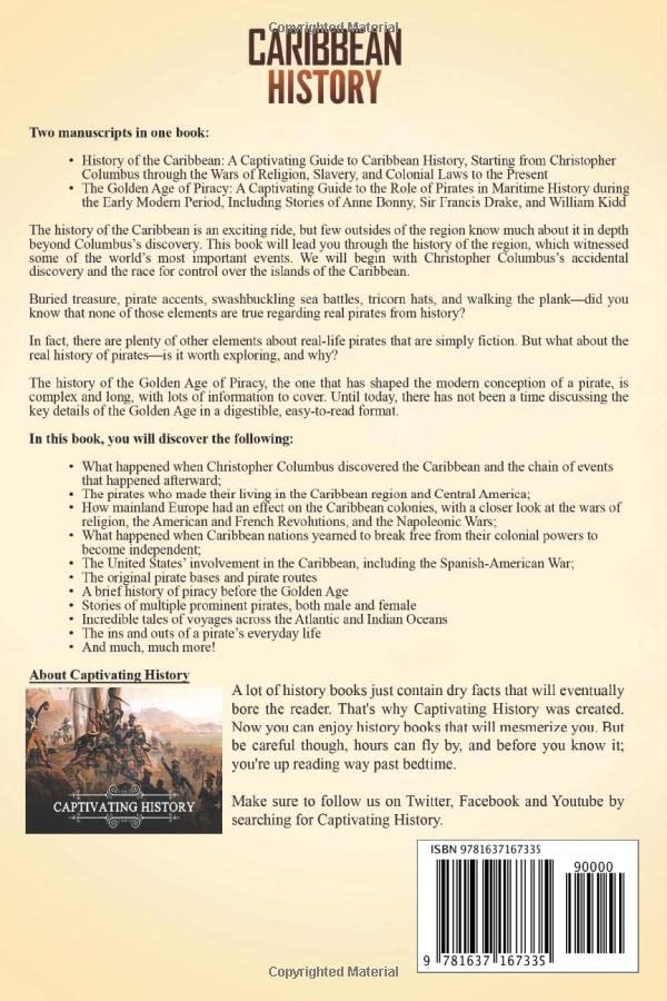 Back cover of Caribbean History, naming its two manuscripts and showing ISBN 9781637167335
