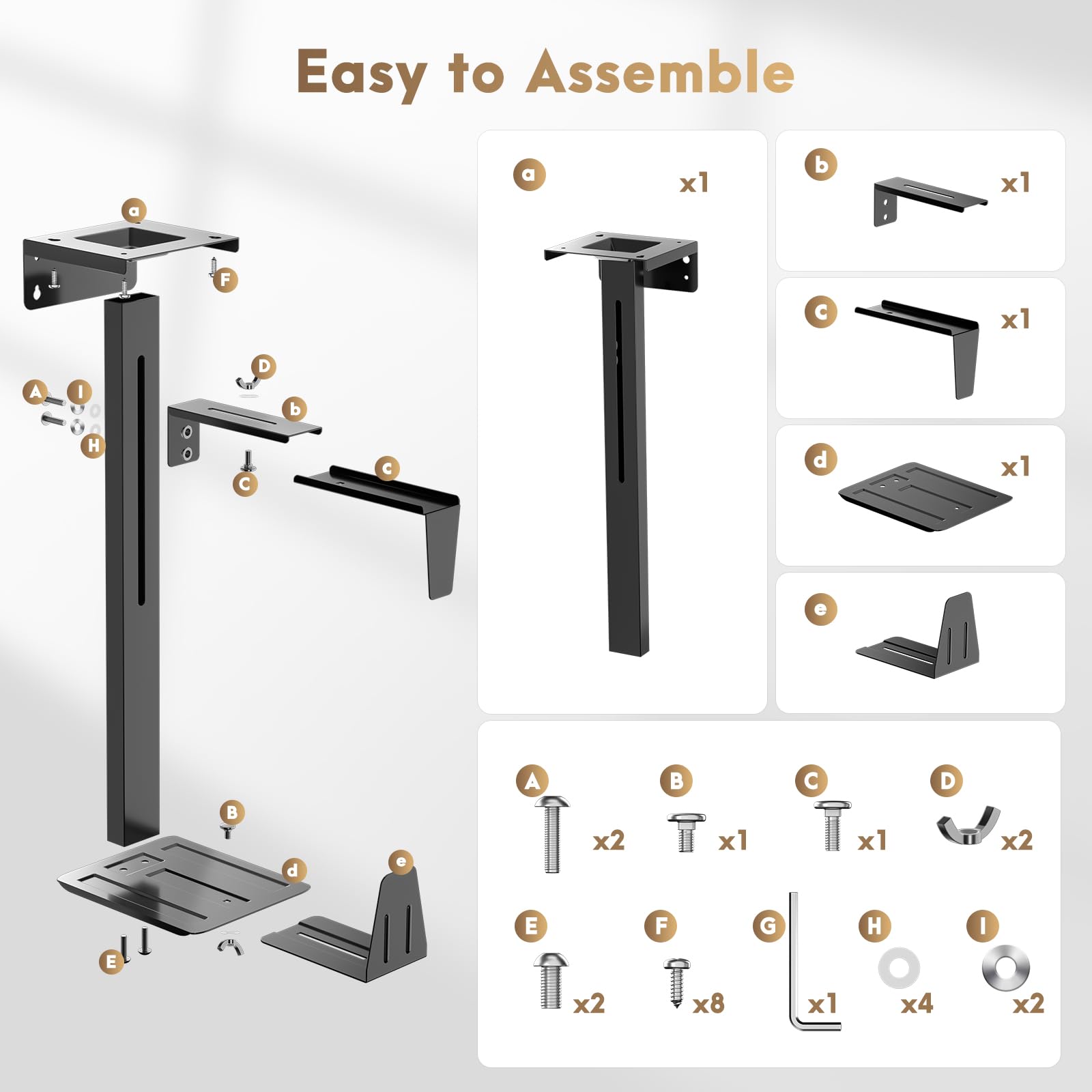Soporte para PC debajo del escritorio, soporte de CPU ajustable con rotación de 360°, capacidad de carga de 15 kg/33 libras, 2 opciones de montaje (negro)