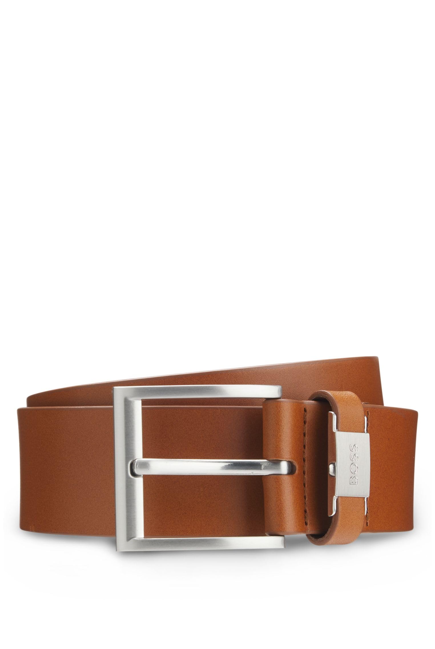 BOSS Mens Connio Branded-keeper belt in Italian leather
