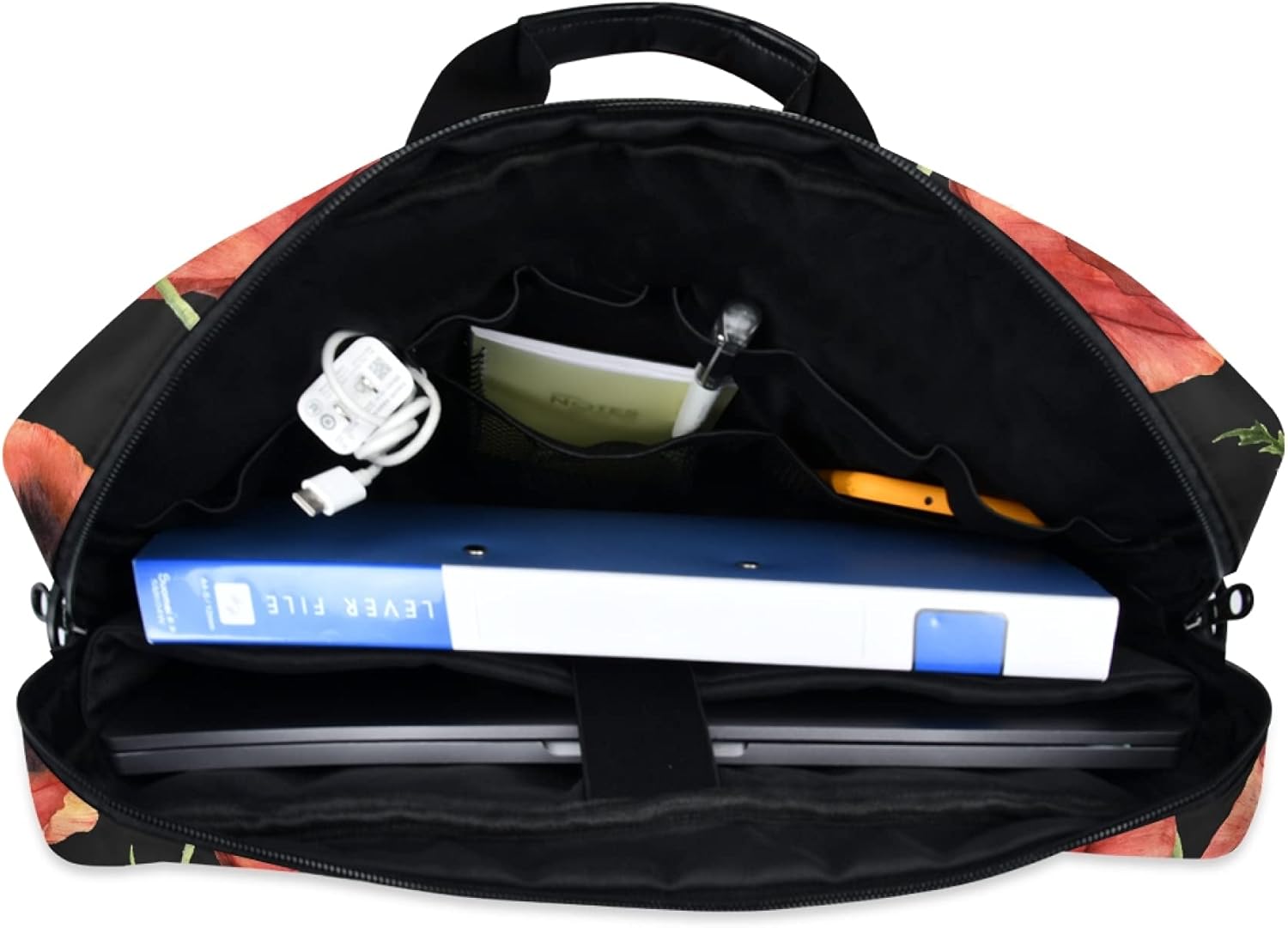 ALAZA Red Poppy Flowers Floral Laptop Case Bag Sleeve Portable Crossbody Messenger Briefcase w/Strap Handle, 13 14 15.6 inch