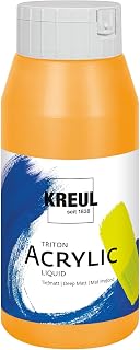KREUL 17076 - Triton Acrylic Liquid Indischgelb 750 ml, Hochwertige Künstler-Acrylfarbe in Studienqualität mit leicht fließendem Charakter, tiefmatt auftrocknend
