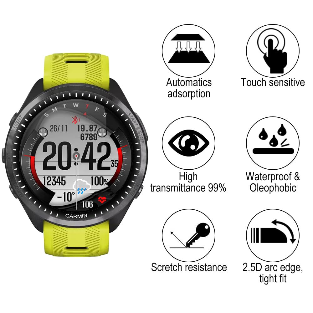 Verre Trempé Pour Garmin Forerunner 965 - Pack De 3, Protection écran 3D Couverture Totale, Anti-rayures Et Anti-empreintes