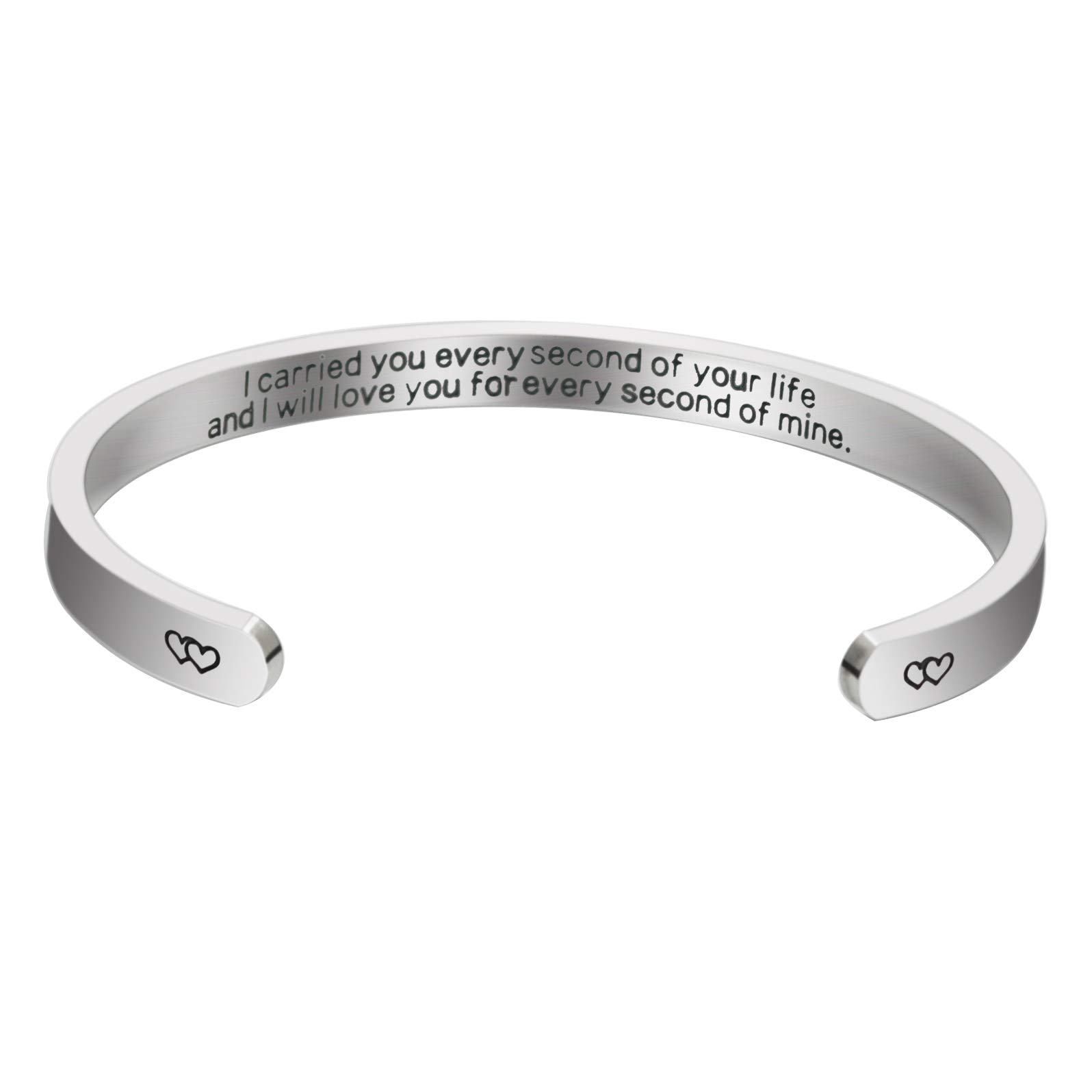 Huiuy Loss of Baby Gifts I Carried You Every Second of Your Life - Miscarriage Cuff Bracelet Infant Loss Jewelry Loss Memorial Gifts for Women