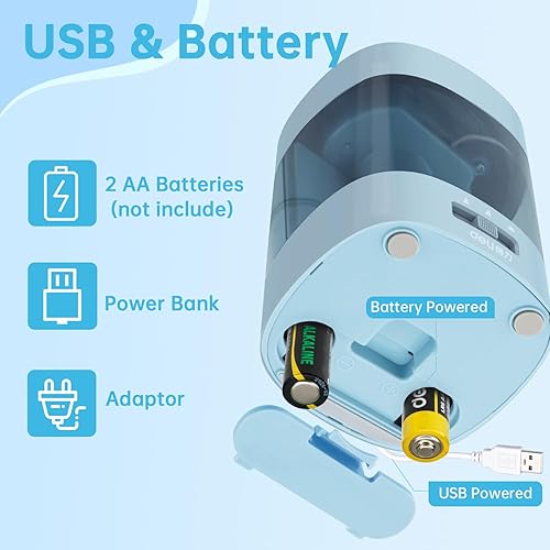 Miniatura 18 de Deli Sacapuntas eléctrico, sacapuntas automáticos para lápices n.º 2, lápices de colores, sacapuntas USB y funciona con pilas para niños, escuela