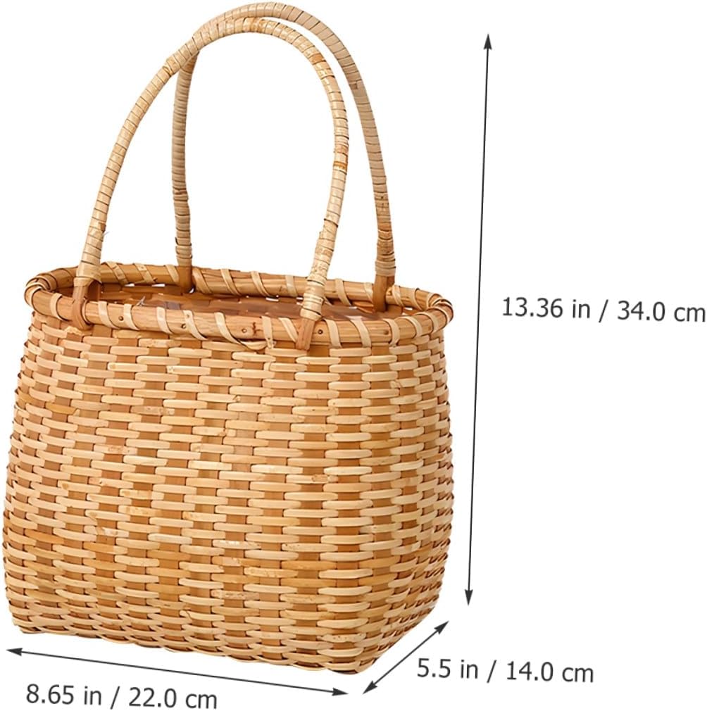Operitacx Handheld Large Wood Woven Basket Decorative Flower Wedding Holder Rustic Rattan Storage Basket for Floral Arrangement and Home Organization image 2